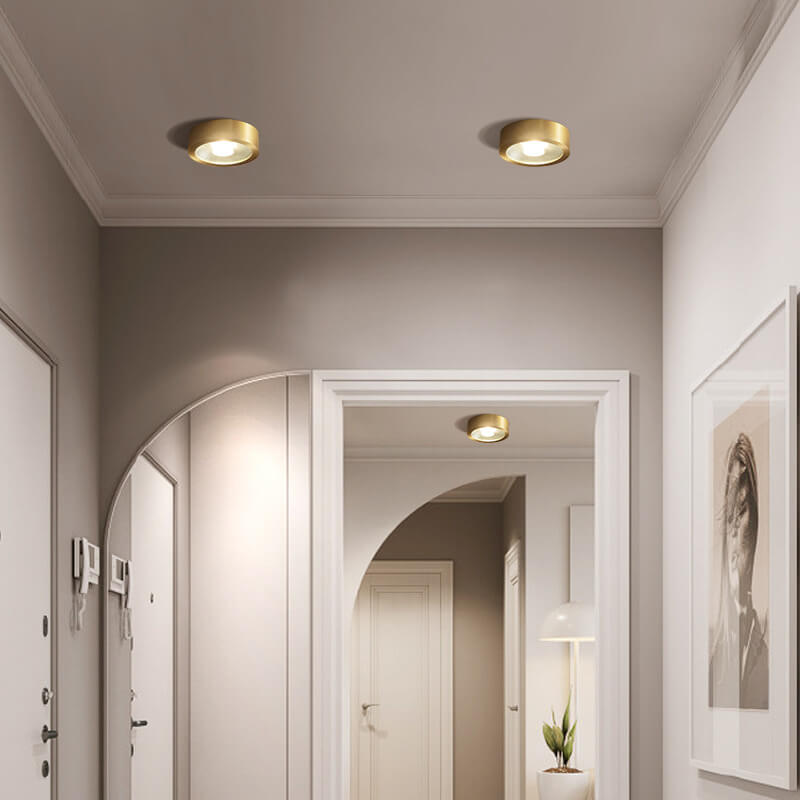 Plafondlamp rond koper ultradun LED geïntegreerd 8-12 cm directe montage warm wit koel wit voor hal woonkamer | Sulvida