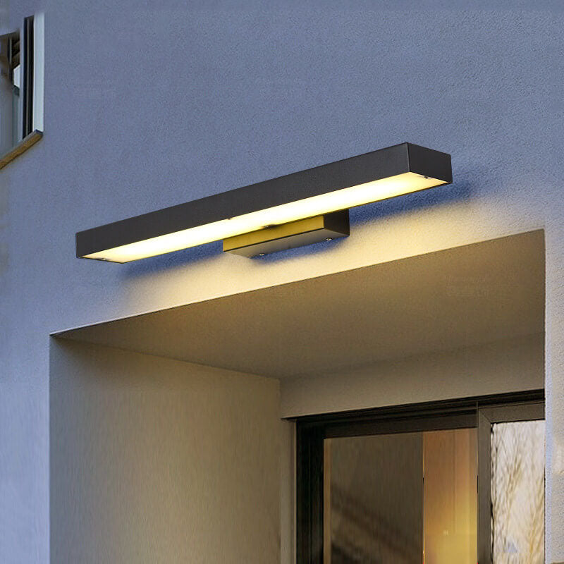 Rechthoekige LED Wandlamp Zwart RVS Waterdicht Bewegingsmelder Buitenverlichting Modern Design Tuin Gevel | Sulvida