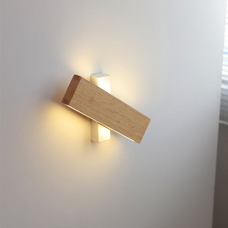 Houten wandlamp rechthoekig draaibaar met LED verlichting voor slaapkamer woonkamer gang modern design 22-52 cm | Sulvida