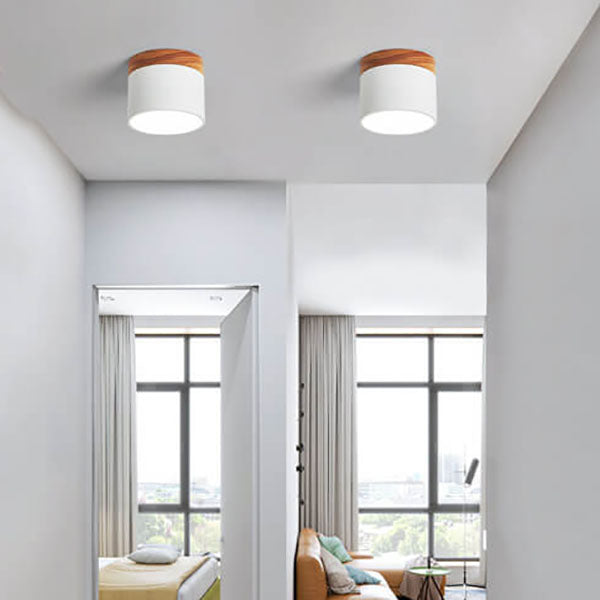 Moderne Plafondlamp Scandinavisch Minimalistisch Hout LED Klein Rond Strak Hal Slaapkamer Gang Verlichting | Sulvida