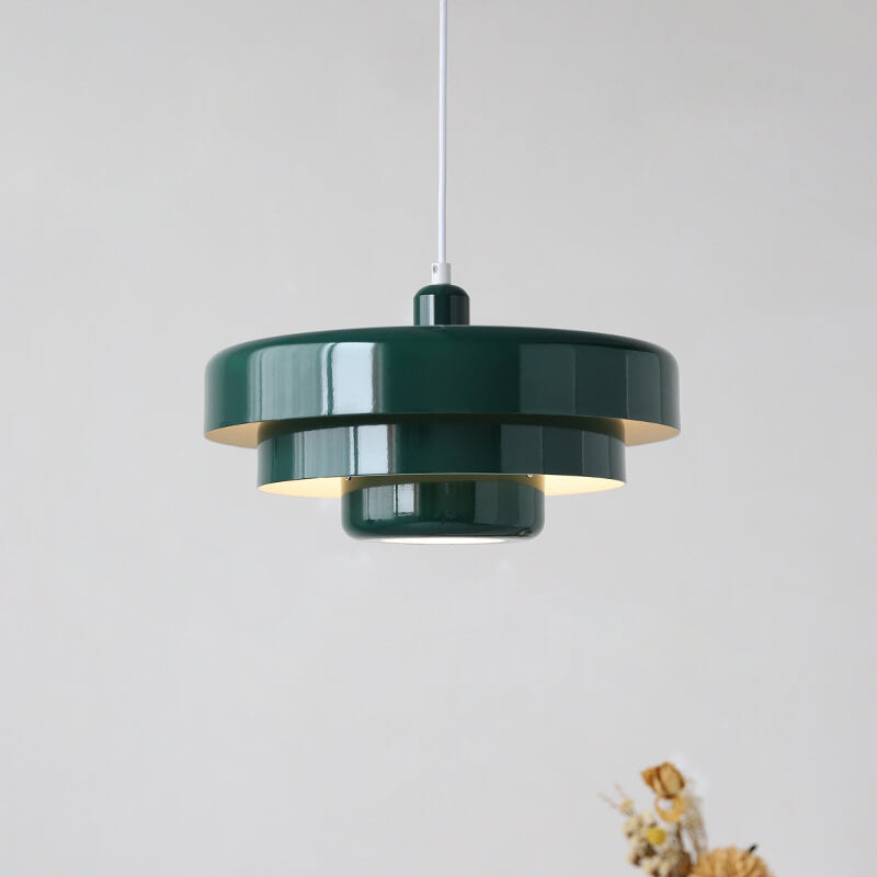 Metalen hanglamp meerlaags rond vintage design oranje groen wit voor woonkamer eetkamer hal slaapkamer | Sulvida