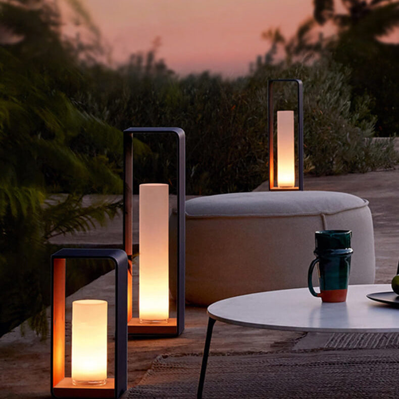 Tuinverlichting LED Vierkant Zwart RVS Acryl Frame Paal Lichtpunt Terras Pad Verlichting Outdoor 30-60cm | Sulvida