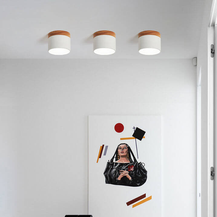 Moderne Plafondlamp Scandinavisch Minimalistisch Hout LED Klein Rond Strak Hal Slaapkamer Gang Verlichting | Sulvida