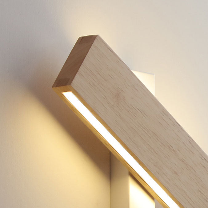 Houten wandlamp rechthoekig draaibaar met LED verlichting voor slaapkamer woonkamer gang modern design 22-52 cm | Sulvida