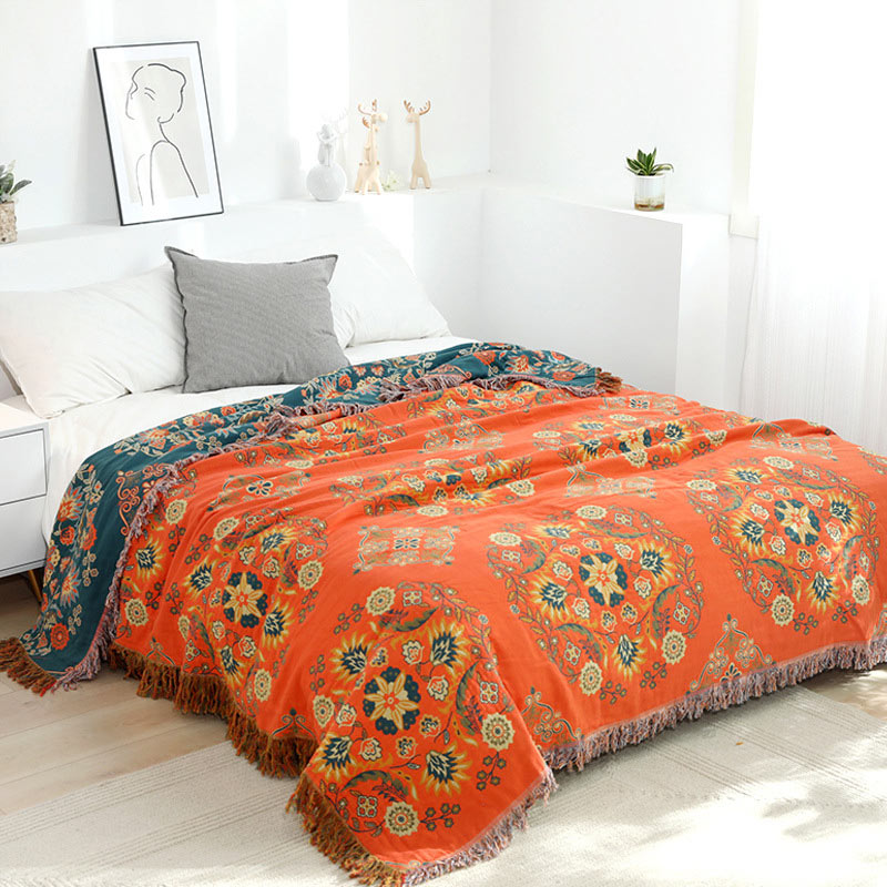 Omkeerbare Quilt met Bloemenpatroon Lichtgewicht Ademend Dekbed Dubbelzijdig Multifunctioneel 150x200 tot 230x250cm voor Alle Seizoenen | Sulvida
