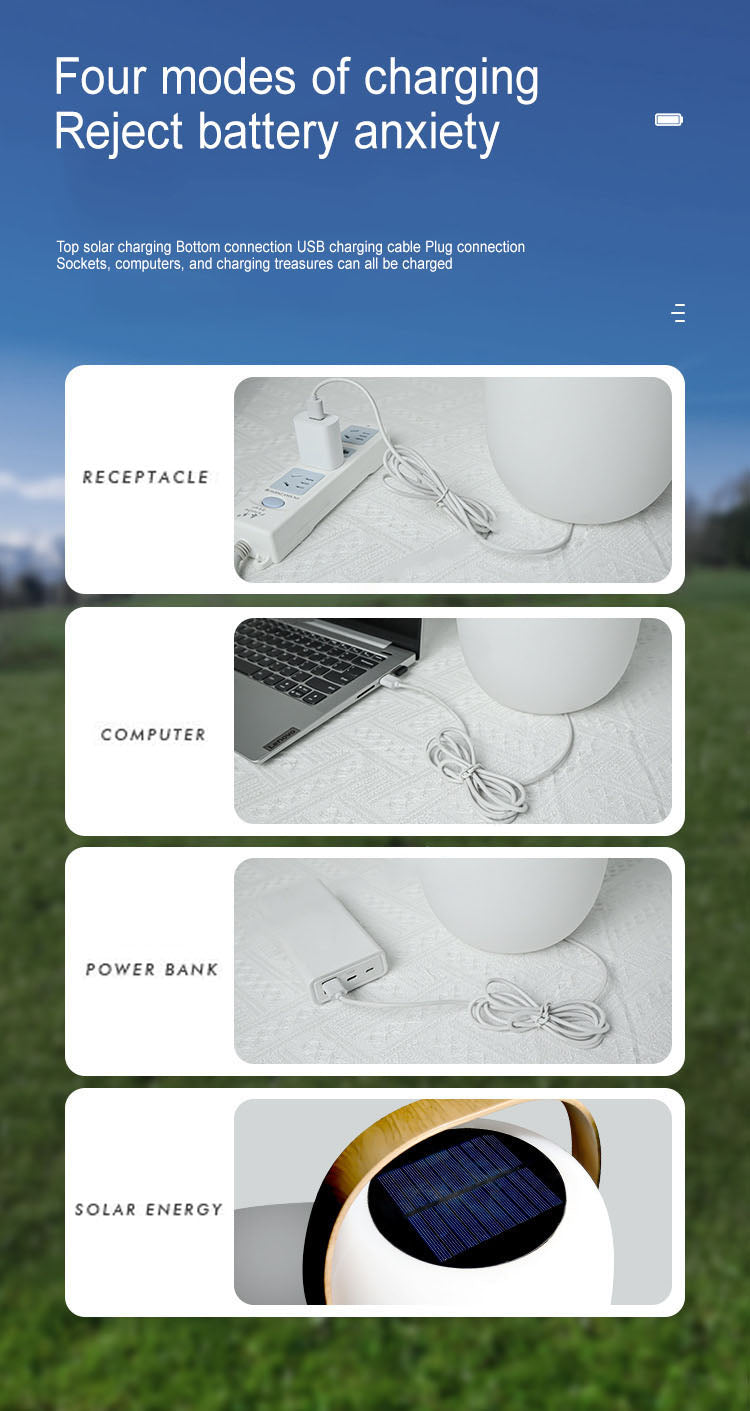 Draagbare Solar LED Tuinlamp Wit Polyethyleen Waterdicht Multifunctioneel Sfeerverlichting Tuin Terras | Sulvida