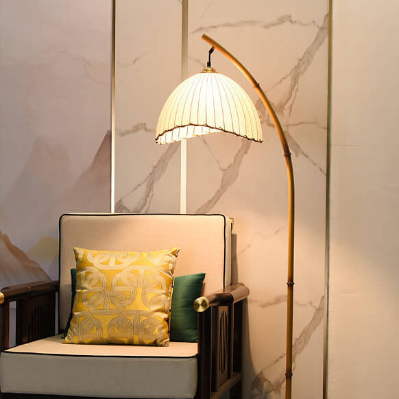 Vloerlamp Bamboe Stijl Zwart Wit Stoffen Kap Sfeervol Woonkamer Slaapkamer Hal E26 160cm Modern Interieur | Sulvida