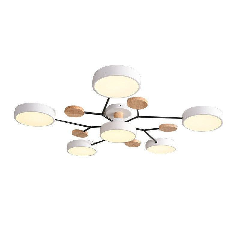 LED plafondlamp takkendesign Scandinavisch rond metaal hout wit groen grijs 89-111cm dimbaar woonkamer | Sulvida