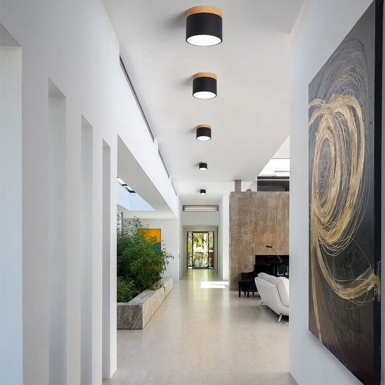 Moderne Plafondlamp Scandinavisch Minimalistisch Hout LED Klein Rond Strak Hal Slaapkamer Gang Verlichting | Sulvida
