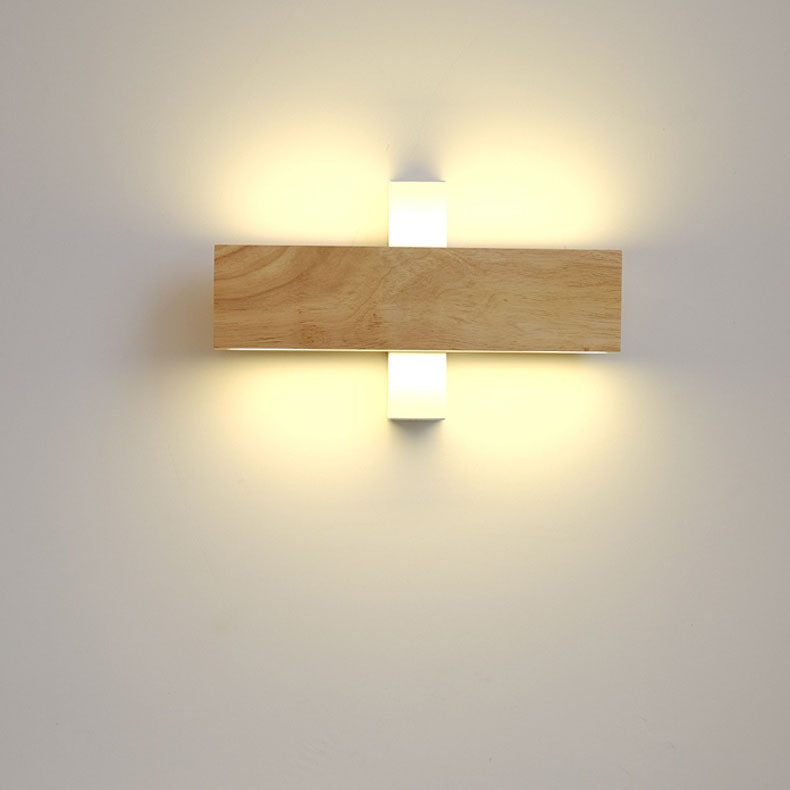 Houten wandlamp rechthoekig draaibaar met LED verlichting voor slaapkamer woonkamer gang modern design 22-52 cm | Sulvida
