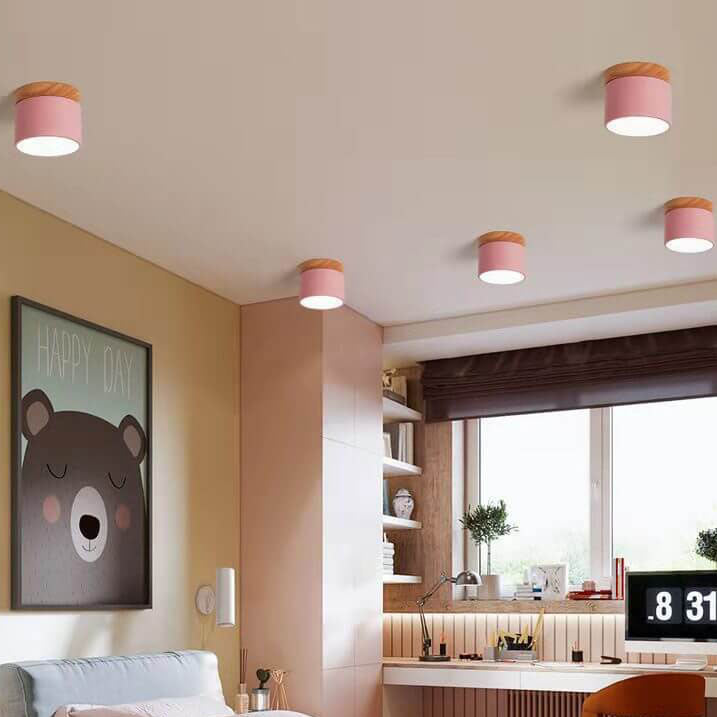 Moderne Plafondlamp Scandinavisch Minimalistisch Hout LED Klein Rond Strak Hal Slaapkamer Gang Verlichting | Sulvida