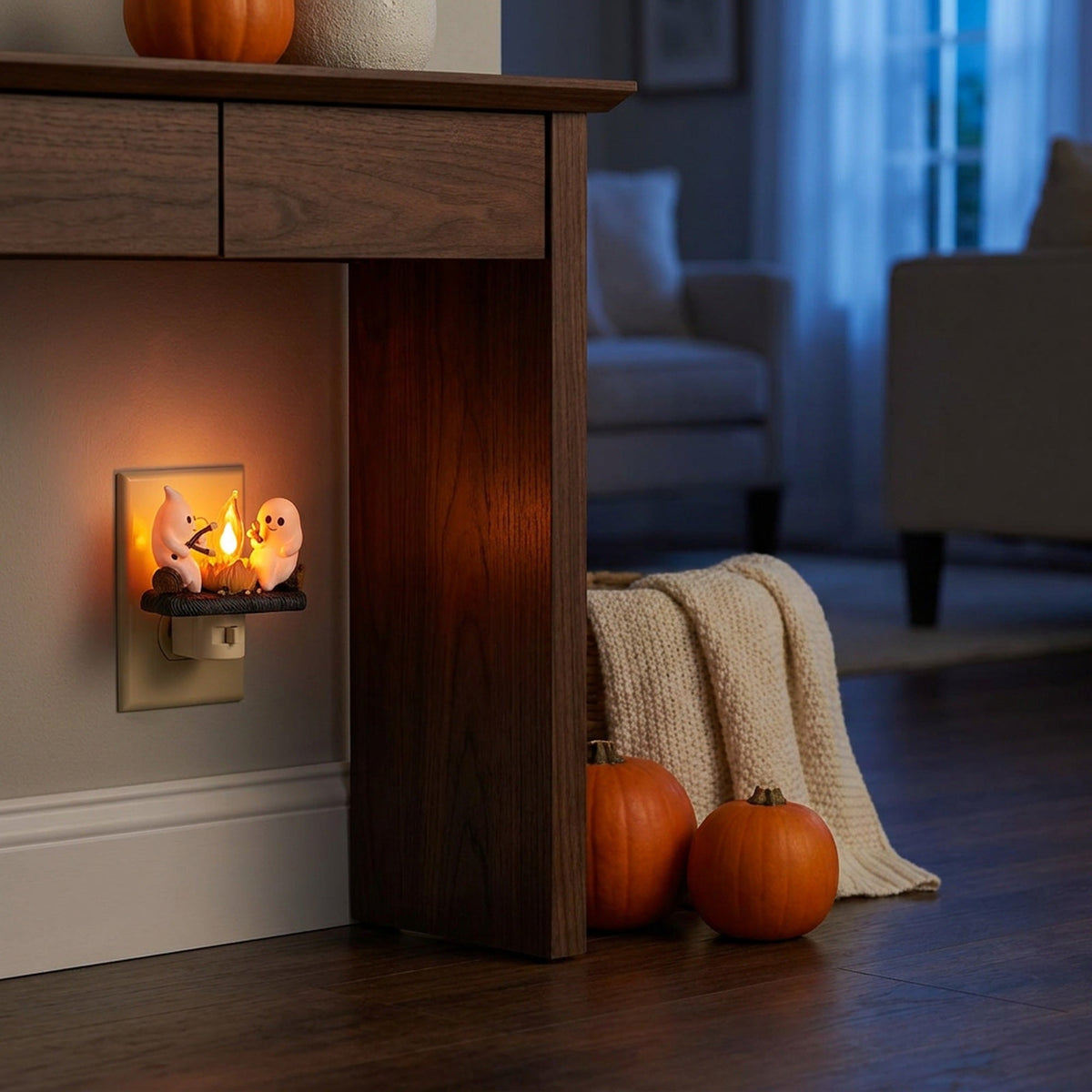 Spook Kampvuur Nachtlampje met Flikkerende Vlam - 120V Wandcontact Decoratieverlichting voor Gang Slaapkamer | Sulvida