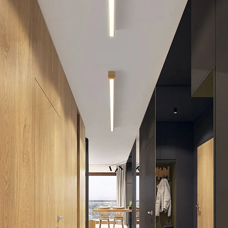 Lineaire plafondlamp hout acryl LED smal design voor woonkamer slaapkamer gang natuurlijke uitstraling | Sulvida