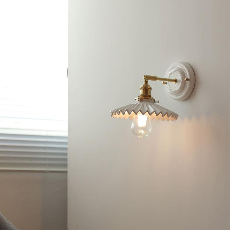 Wandlamp Keramiek met Messing Vintage Rond Armatuur Exclusief Lamp Woonkamer Gang Slaapkamer Chique Stijl | Sulvida
