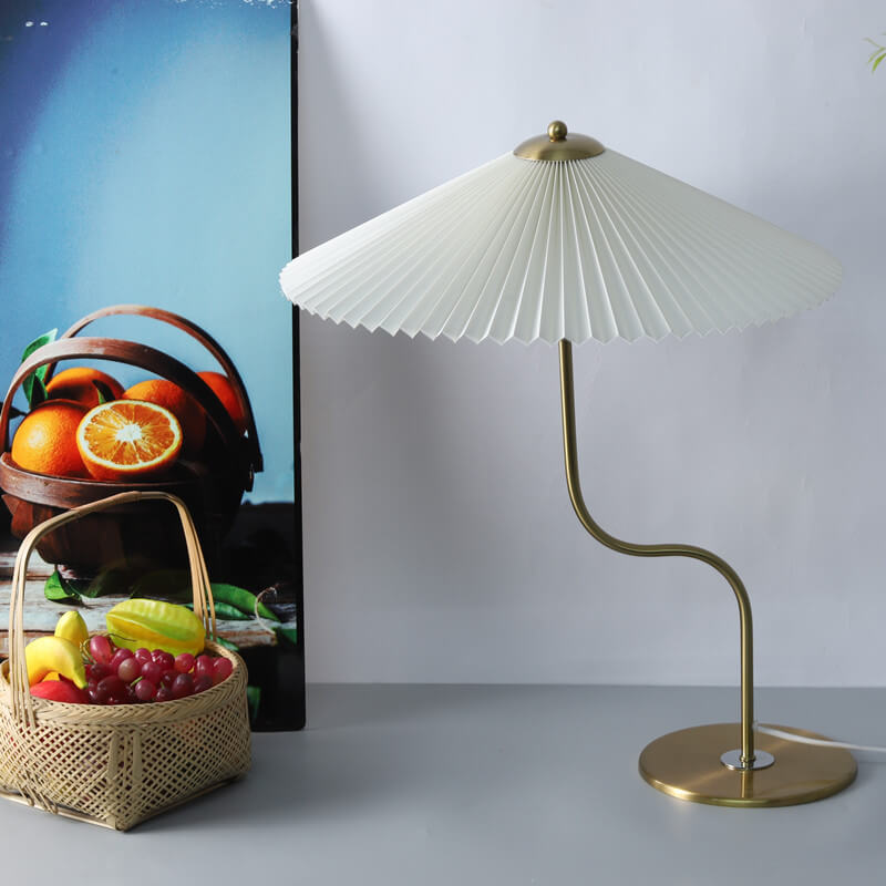 Retro Tafellamp Plissé Kap Stoffenlamp Metaal 63cm Vintage Design Sfeerlicht Leeslamp Woonkamer Sfeerverlichting | Sulvida