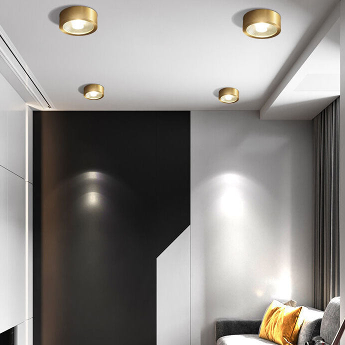 Plafondlamp rond koper ultradun LED geïntegreerd 8-12 cm directe montage warm wit koel wit voor hal woonkamer | Sulvida