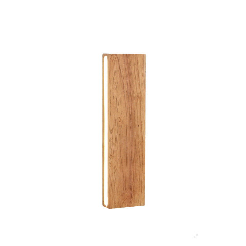 Houten wandlamp rechthoekig draaibaar met LED verlichting voor slaapkamer woonkamer gang modern design 22-52 cm | Sulvida