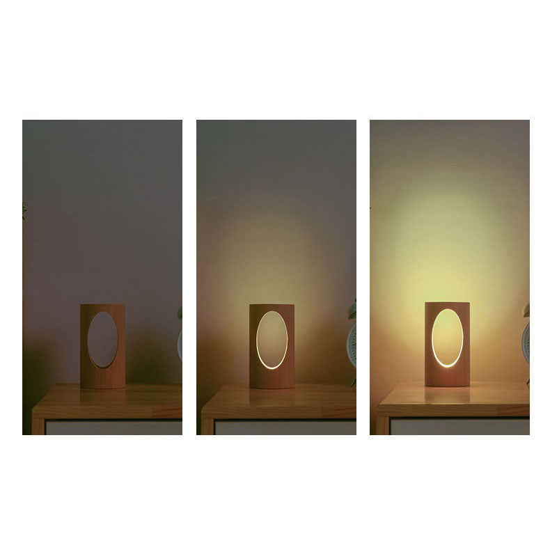 Japanse Houten Tafellamp Rechthoekig LED USB Nachtlampje Warm Licht Massief Hout 3000K Sfeerlamp Slaapkamer | Sulvida
