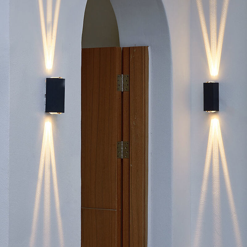 LED Buitenwandlamp Aluminium Rechthoekig Zwart Updown Modern voor Terras Gevel Tuinverlichting Waterdicht | Sulvida
