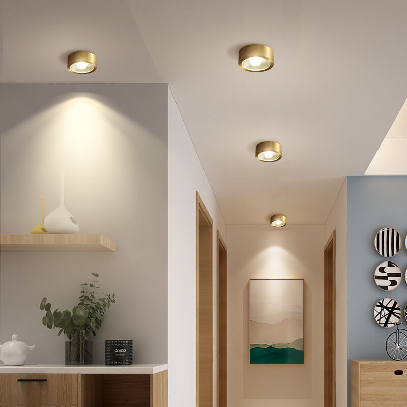 Plafondlamp rond koper ultradun LED geïntegreerd 8-12 cm directe montage warm wit koel wit voor hal woonkamer | Sulvida