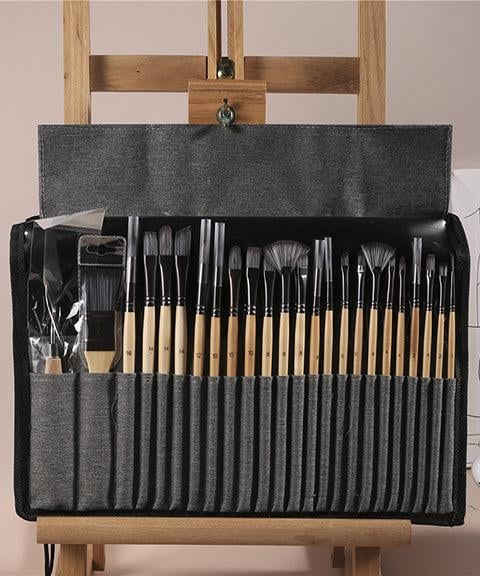24-delig Penselen Palet mes set Nylon borstels acryl aquarel olie verf kwasten kunst schilderen hobby | Sulvida