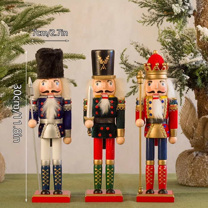 Houten Notenkraker Soldaat Kerstdecoratie Traditioneel Ambachtelijk Figuur voor Tafel en Vensterbank | Sulvida