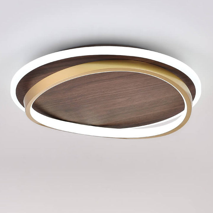 Scandinavische LED Plafondlamp Walnoot Goud 37-57 cm Geïntegreerde Verlichting Modern Design Woonkamer | Sulvida