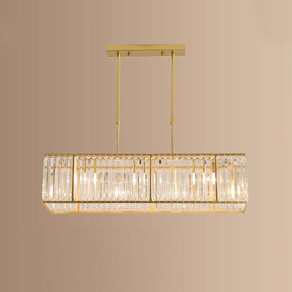 Kristallen Kroonluchter Rechthoekig met E14 Fitting Zwart Goud Eetkamer Keukeneiland Hanglamp Modern | Sulvida