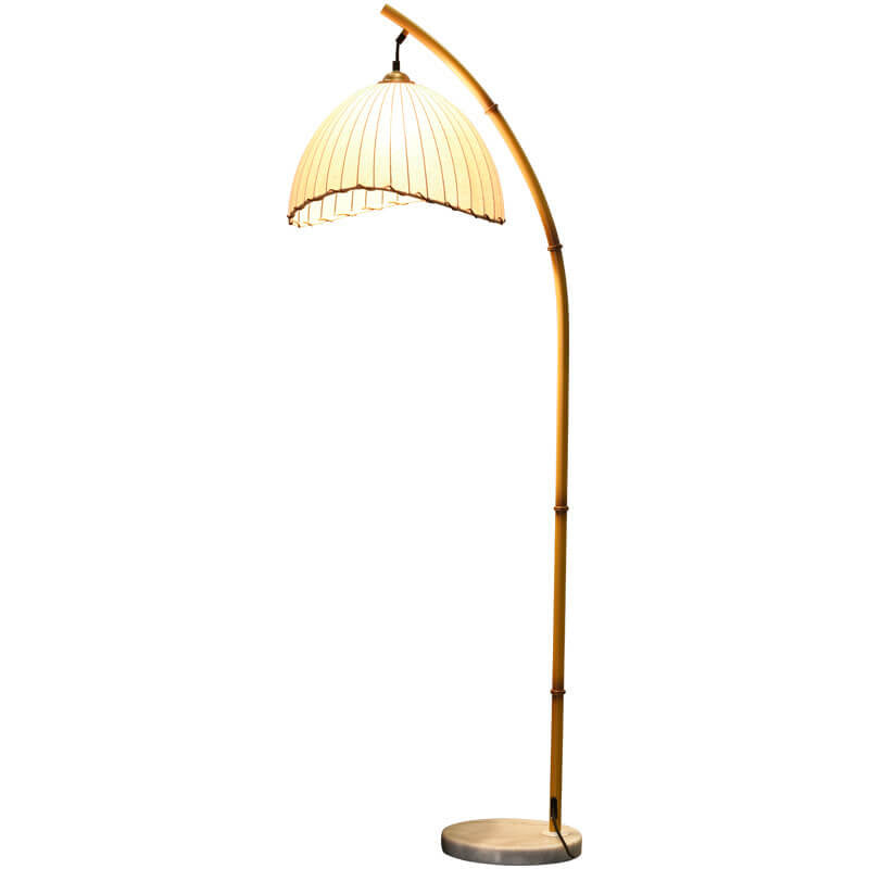 Vloerlamp Bamboe Stijl Zwart Wit Stoffen Kap Sfeervol Woonkamer Slaapkamer Hal E26 160cm Modern Interieur | Sulvida