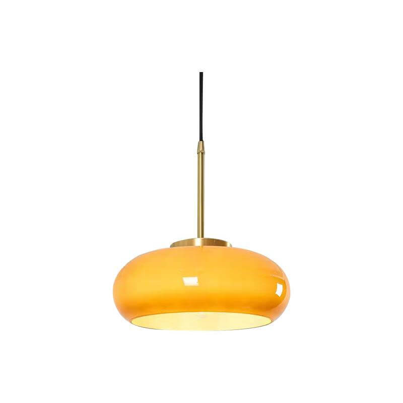 Glazen Hanglamp Bol Ø27cm Messing Pendant Light Eetkamer Woonkamer Hal Retro Ronde Plafondverlichting | Sulvida