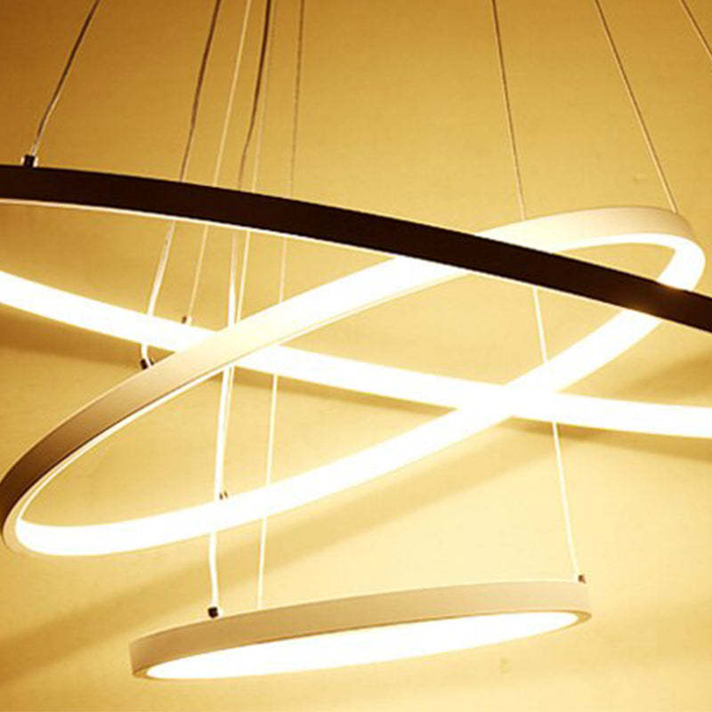 LED Hanglamp Drie Ringen Modern Metaal Verstelbaar Zwart Wit Goud Design Woonkamer Eetkamer Slaapkamer | Sulvida