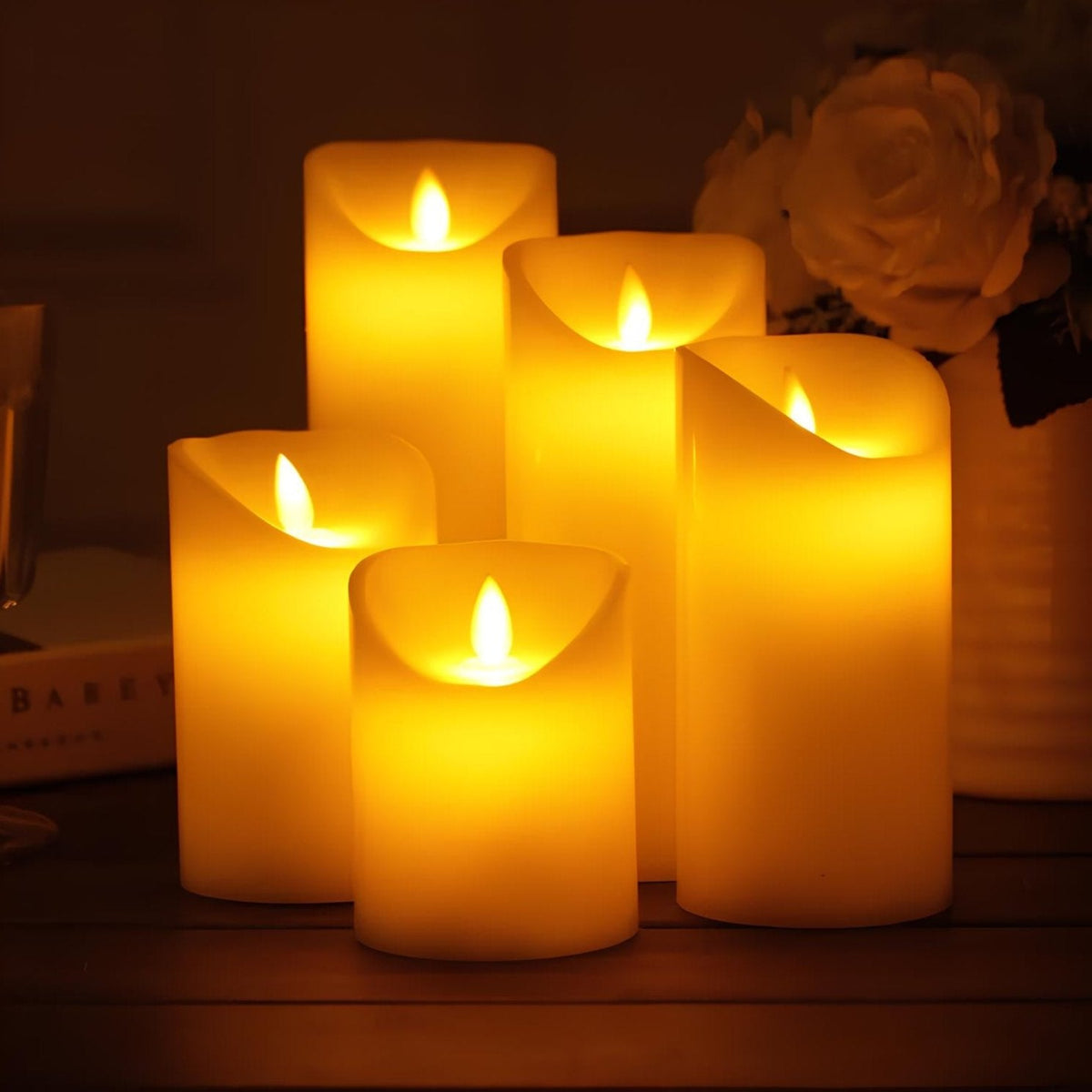 Vuurloze LED-Kaars met Flikkerlicht Realistische Vlamloze Decoratieve Kaarsen Set Verschillende Vormen | Sulvida