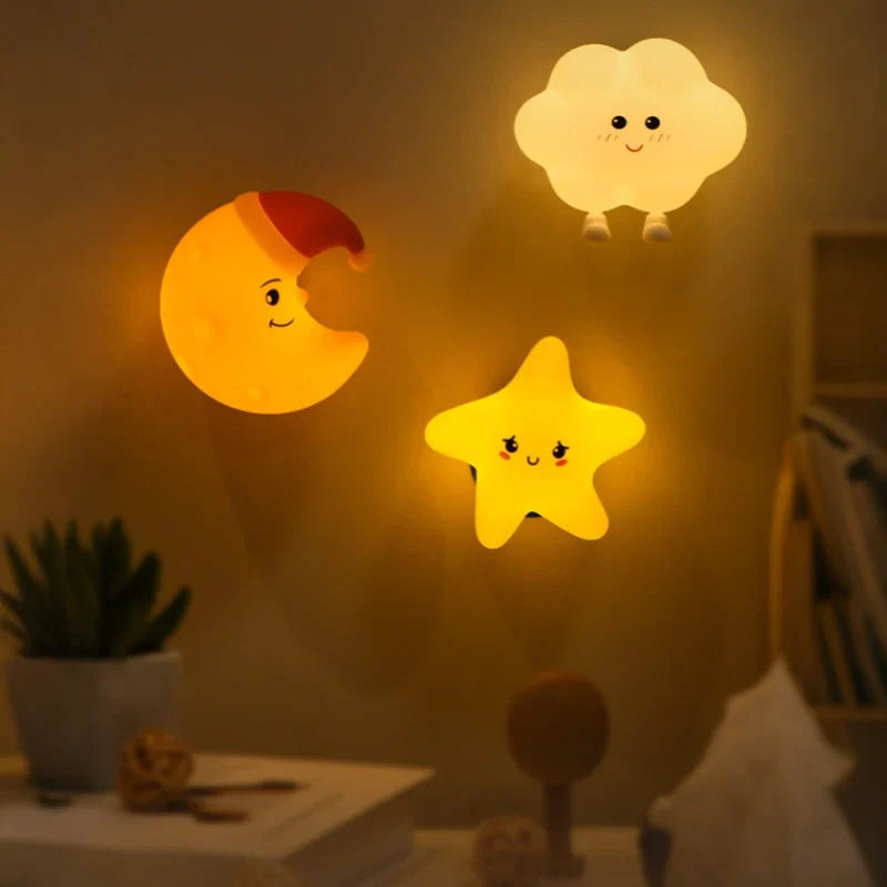 Kindernachtlampje Ster Maan Wolk Oplaadbaar LED Warm Wit Nachtverlichting Kinderen USB Veilig Nachtlamp | Sulvida