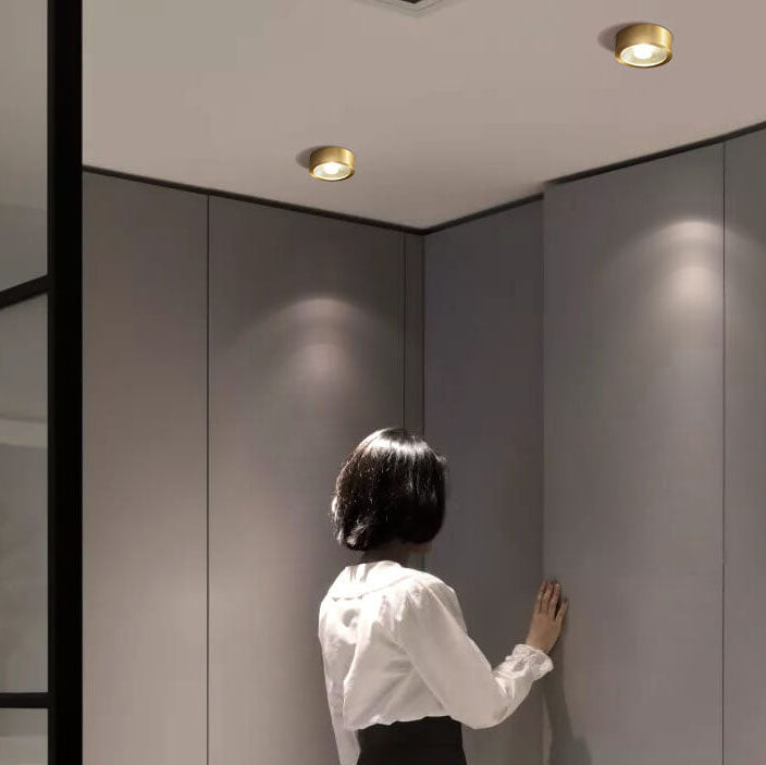 Plafondlamp rond koper ultradun LED geïntegreerd 8-12 cm directe montage warm wit koel wit voor hal woonkamer | Sulvida