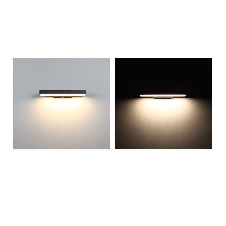 Rechthoekige LED Wandlamp Zwart RVS Waterdicht Bewegingsmelder Buitenverlichting Modern Design Tuin Gevel | Sulvida