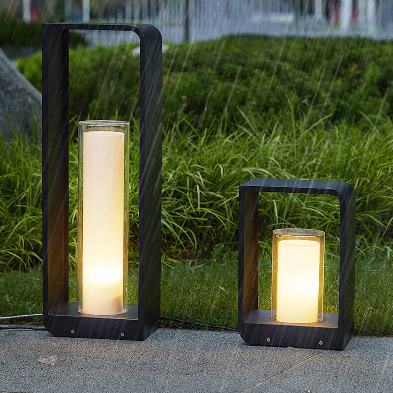 Tuinverlichting LED Vierkant Zwart RVS Acryl Frame Paal Lichtpunt Terras Pad Verlichting Outdoor 30-60cm | Sulvida
