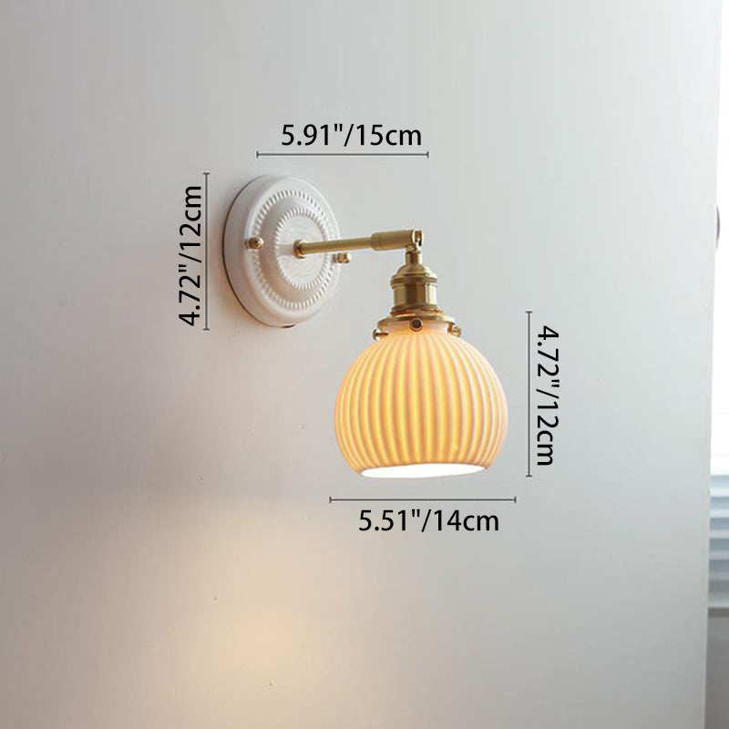 Wandlamp Keramiek met Messing Vintage Rond Armatuur Exclusief Lamp Woonkamer Gang Slaapkamer Chique Stijl | Sulvida