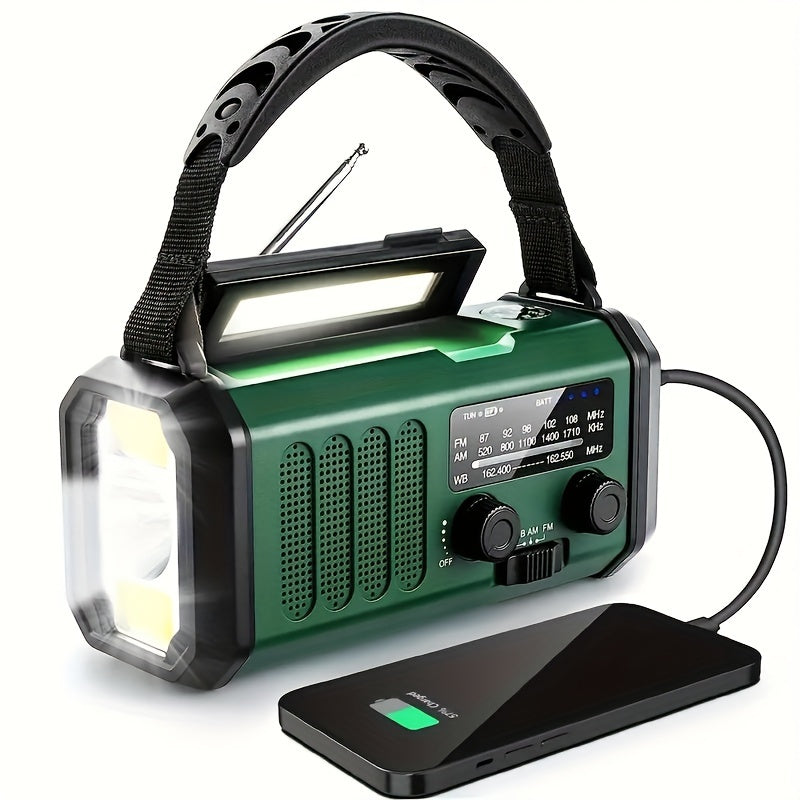 Multifunctionele Noodradio met Zonnepaneel Zaklamp en Telefoonoplader – Handslinger Weersradio voor Outdoor en Noodsituaties | Sulvida