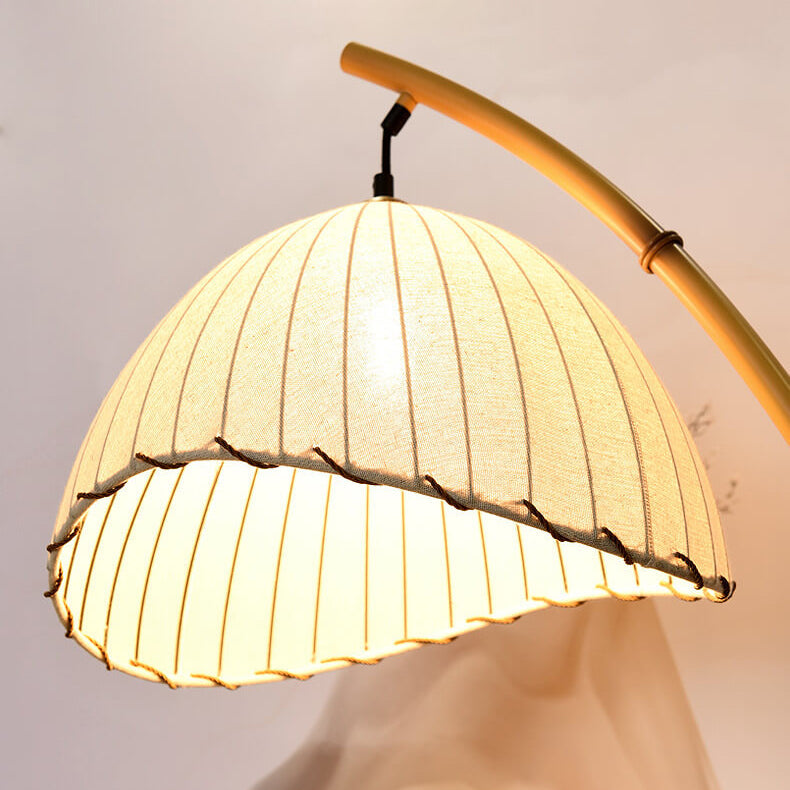Vloerlamp Bamboe Stijl Zwart Wit Stoffen Kap Sfeervol Woonkamer Slaapkamer Hal E26 160cm Modern Interieur | Sulvida