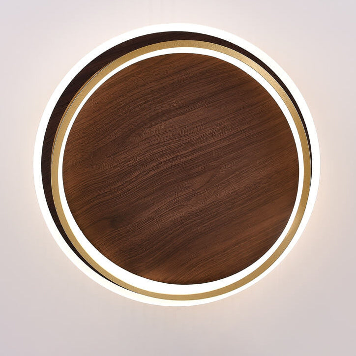 Scandinavische LED Plafondlamp Walnoot Goud 37-57 cm Geïntegreerde Verlichting Modern Design Woonkamer | Sulvida