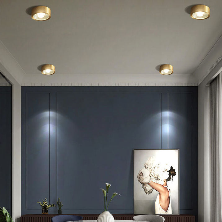 Plafondlamp rond koper ultradun LED geïntegreerd 8-12 cm directe montage warm wit koel wit voor hal woonkamer | Sulvida