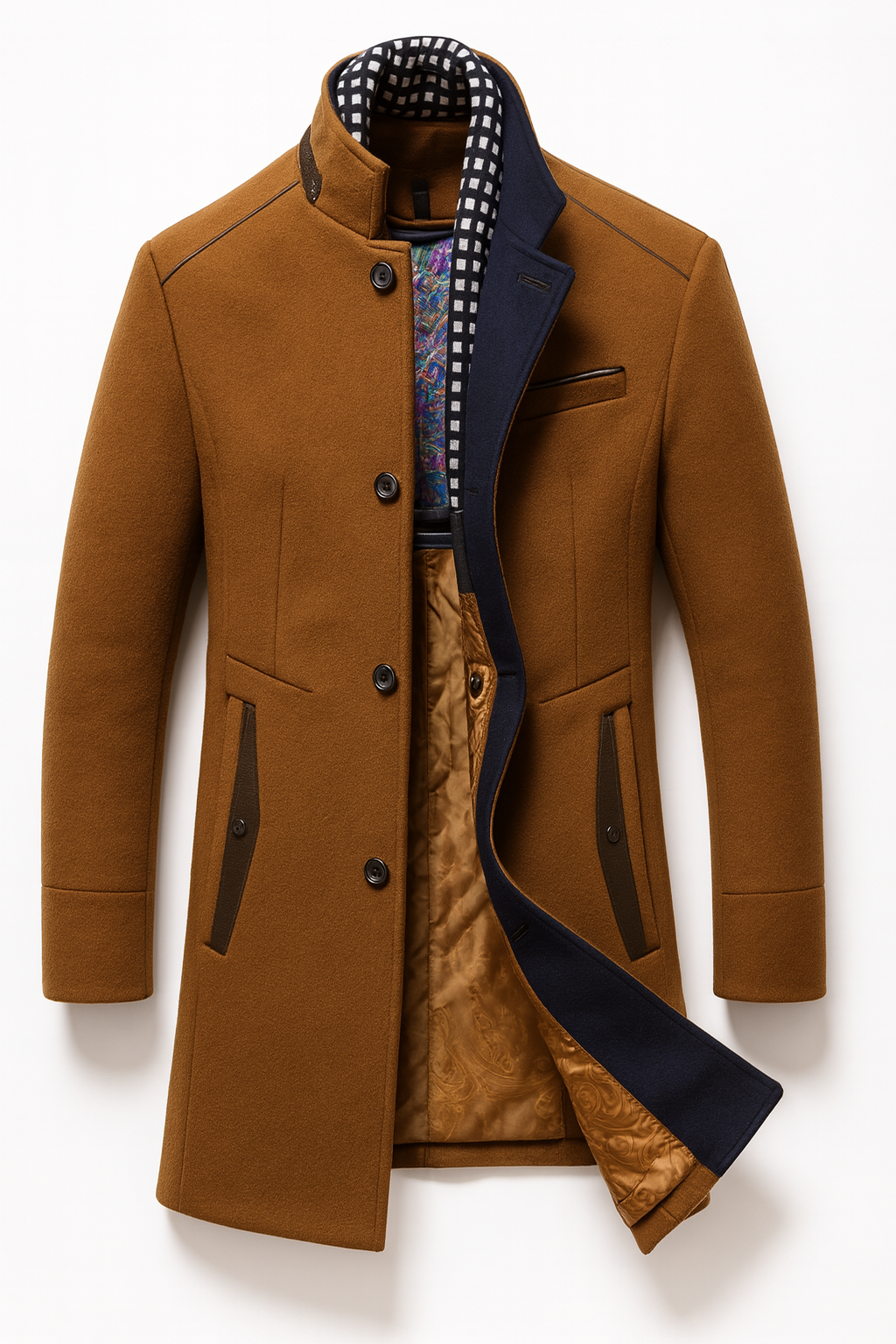 Manteau d’hiver matelassé pour homme avec extérieur en laine et col montant, pour le travail et les journées froides | Sulvida