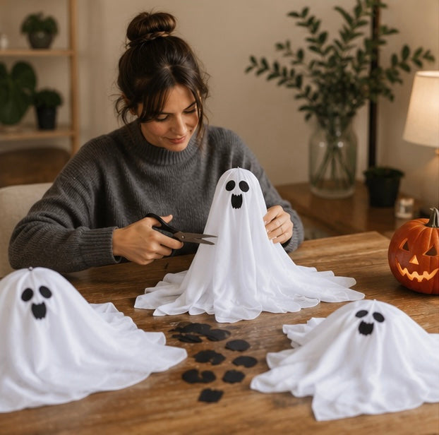 Hangende Spookfiguren Set van 3 Stuks Wit Gaas Halloween Decoratie Binnen & Buiten Griezelversiering | Sulvida