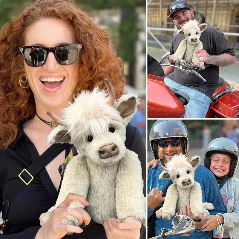 Hooglandkoe Knuffel met Bloemen Handgemaakt Zacht Alpaca Decoratief Cadeau | Sulvida