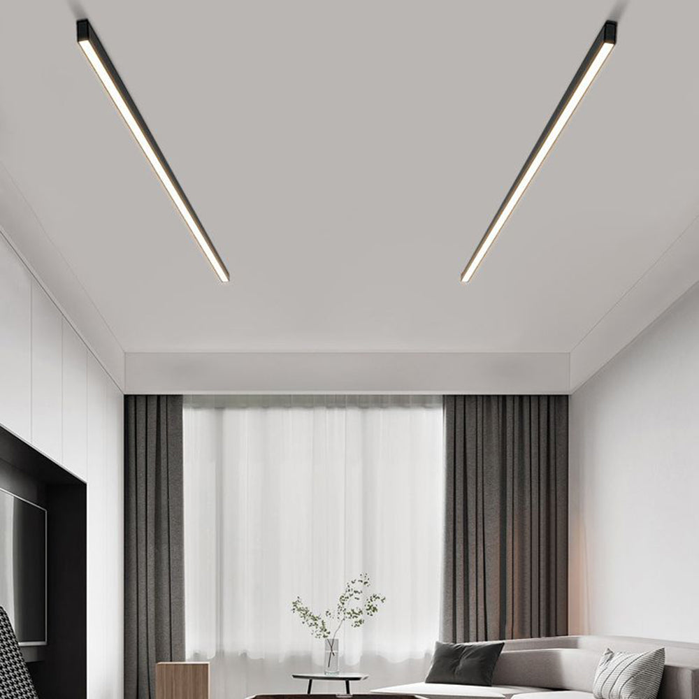 Lineaire Plafondlamp Zwart Metaal Dimbaar LED Integratie Moderne Strakke Wandlamp Plafondverlichting | Sulvida