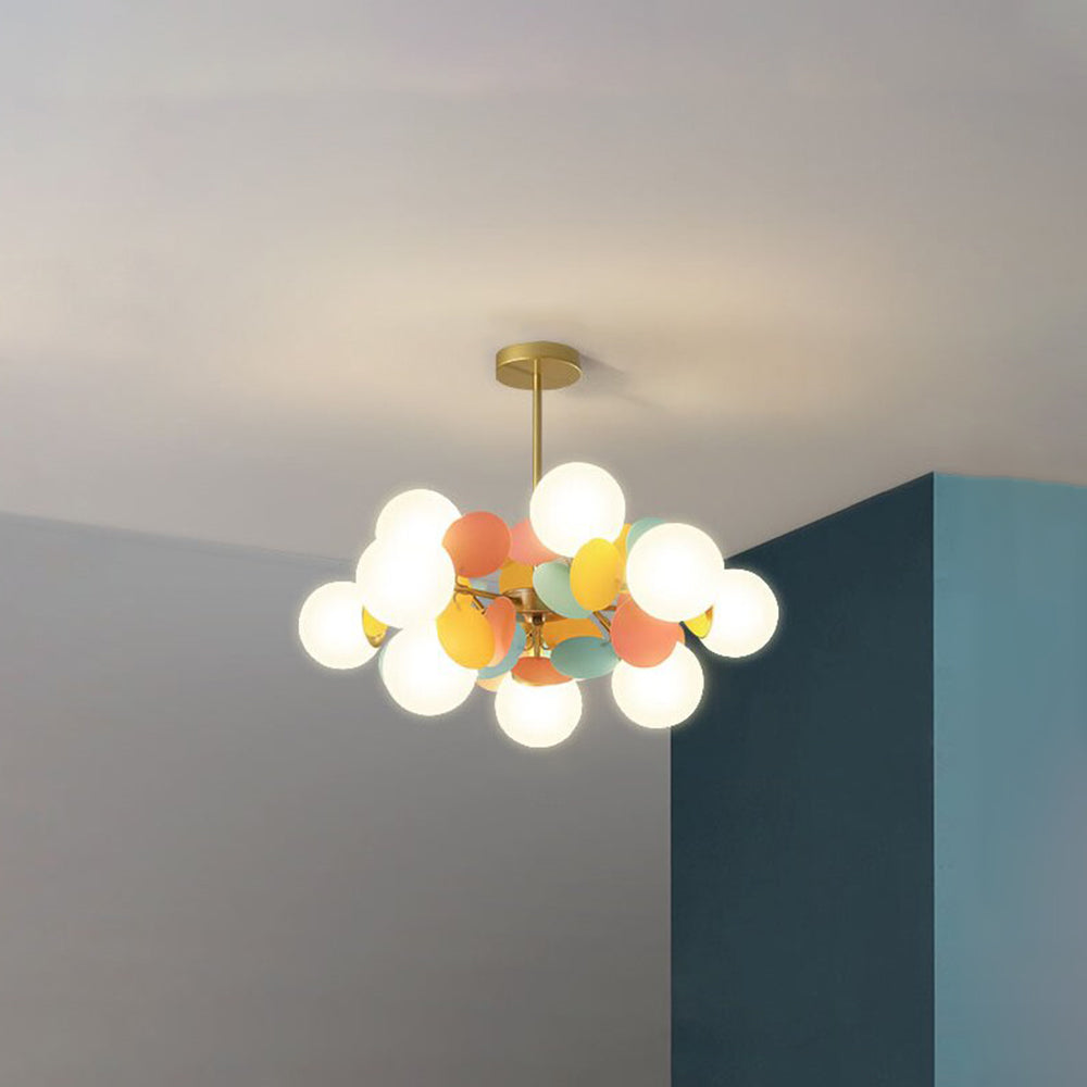 Hangkroonluchter Bloementak Gekleurd Glas voor Woonkamer Eetkamer Slaapkamer Plafondverlichting LED Lamp | Sulvida