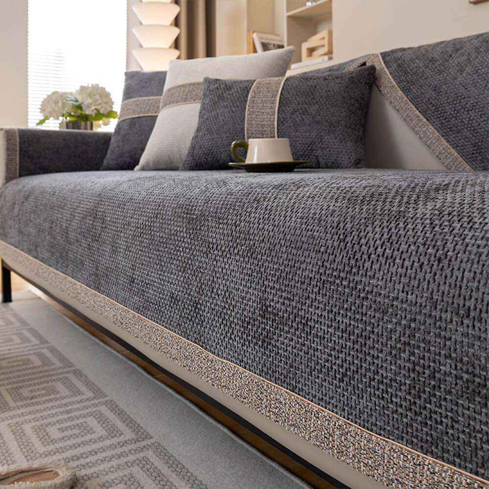 Chenille Bankbeschermer met Anti-Slip – Krasvast Bankhoes voor Bank Sofa Couch Bescherming Interieur | Sulvida