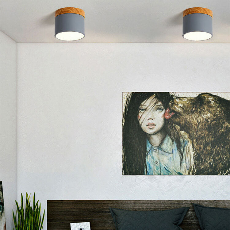 Moderne Plafondlamp Scandinavisch Minimalistisch Hout LED Klein Rond Strak Hal Slaapkamer Gang Verlichting | Sulvida