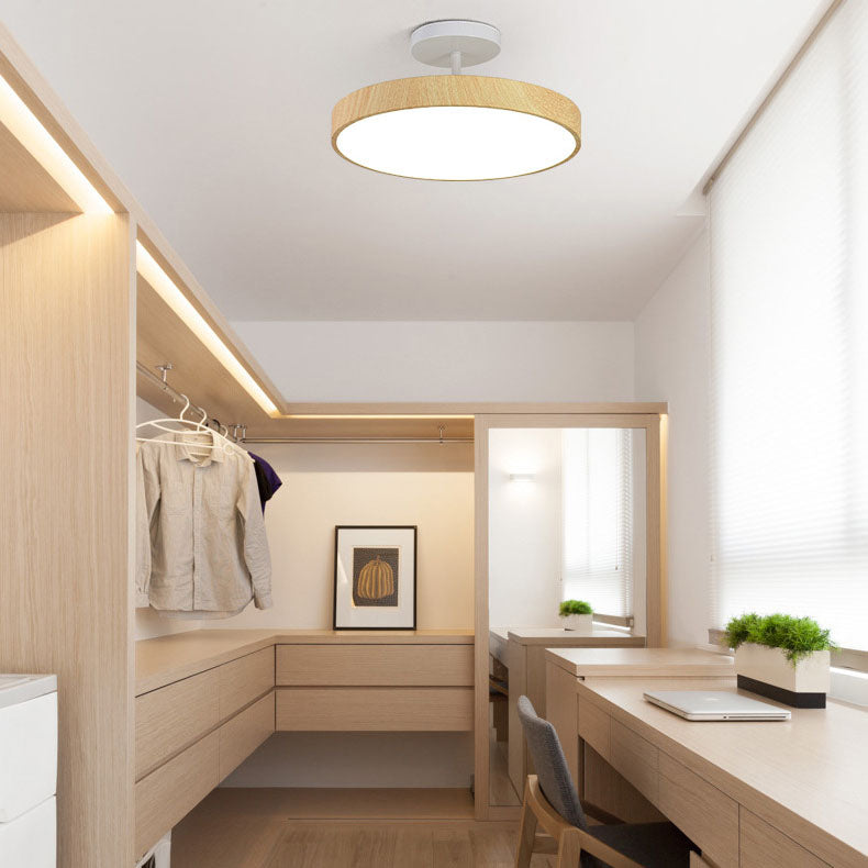 Plafondlamp Rond Houtlook LED Natuurlijke Warmte Moderne Minimalistische Sfeerverlichting voor Woonkamer | Sulvida