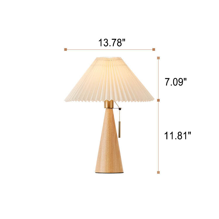 Japanse Tafellamp Hout met Plissékap Vintage LED E26 35×48cm Sfeerlicht Woonkamer Slaapkamer Nachtkastje | Sulvida